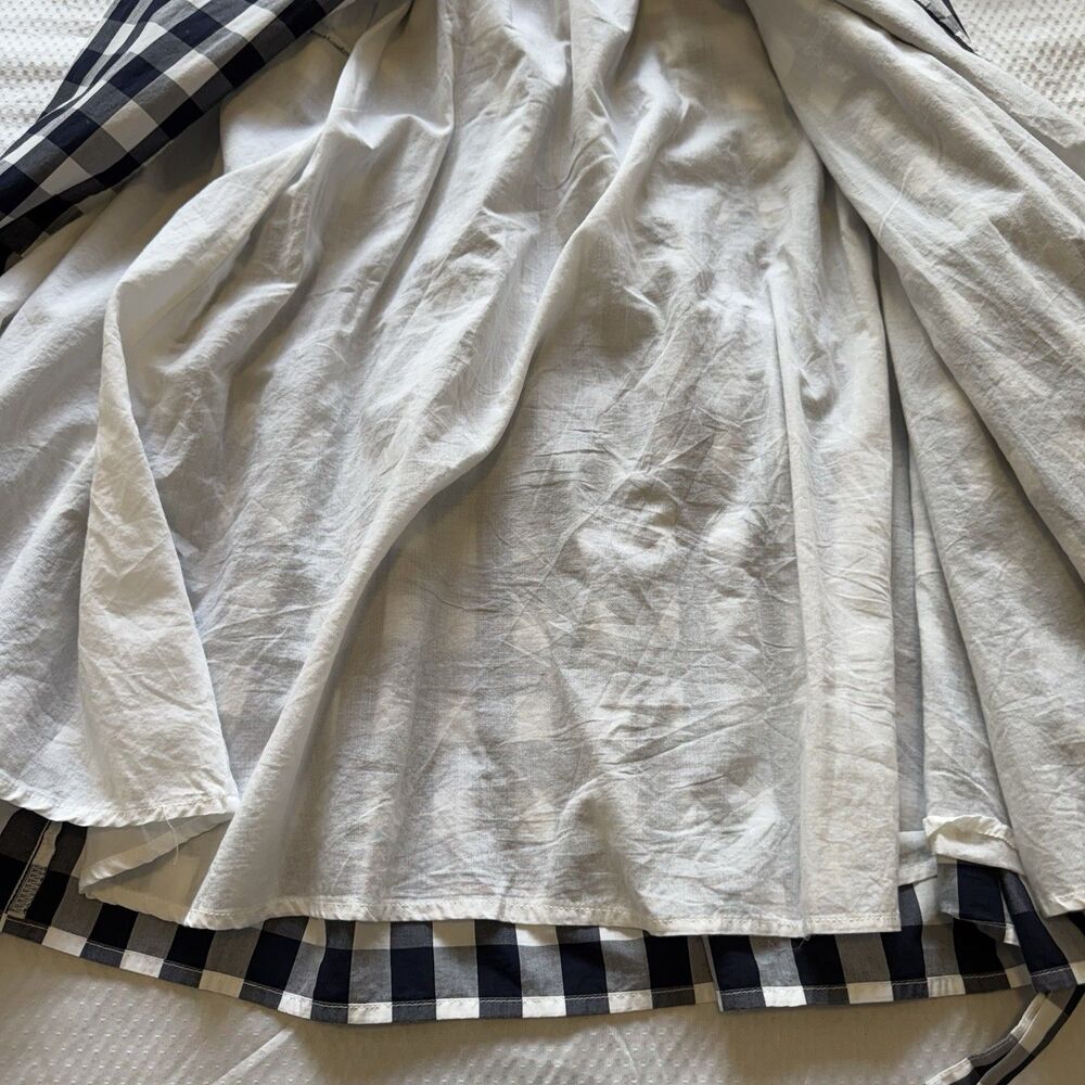 GAP Navy White Gingham Wrap Midi Dress Cotton Ruffle Hem Women’s Small - Picture 7 of 10